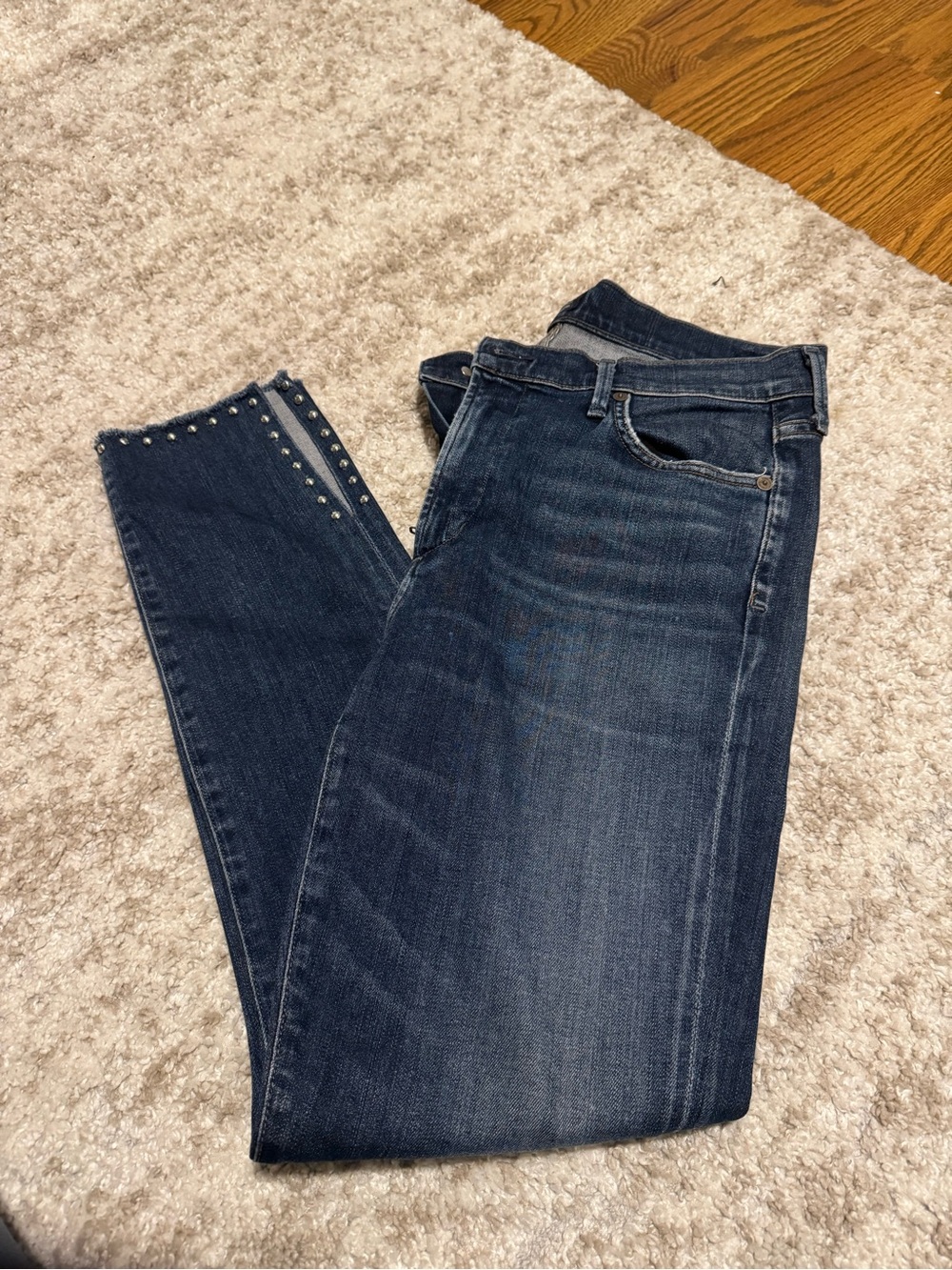 Citizens Of Humanity Dark Blue Studded Ankle Jeans